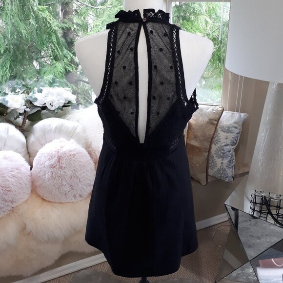 NWT Free People black mesh embroidered eyelet detail dress, S - Picture 9 of 15